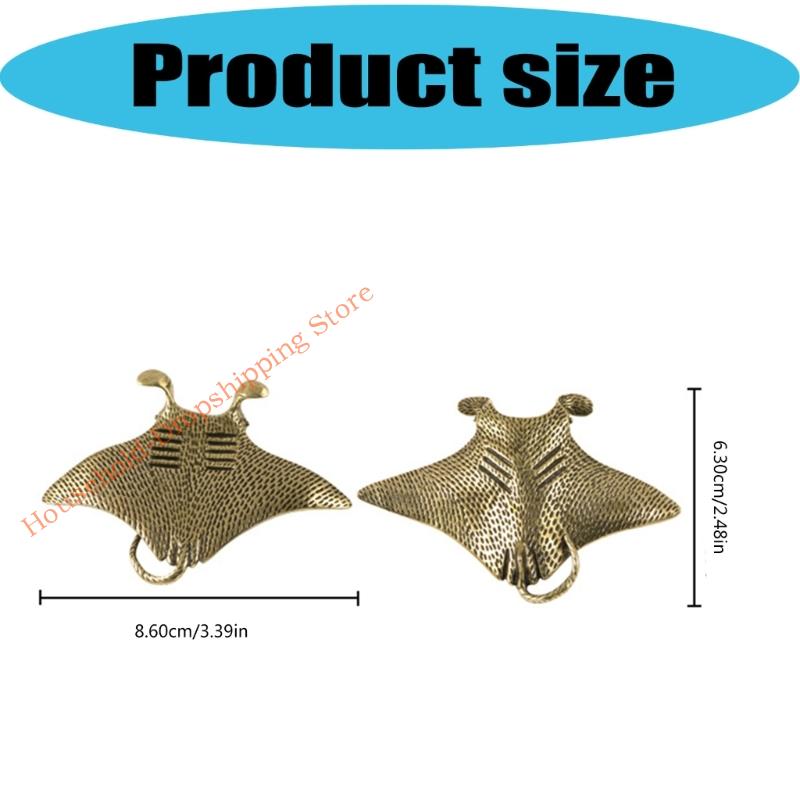 Schnitzerei Messing Manta Rochen Miniatur Skulptur Chinesische Antiquität Feng Shui Figur für Haus Büro Dekoration Ornament Geschenk