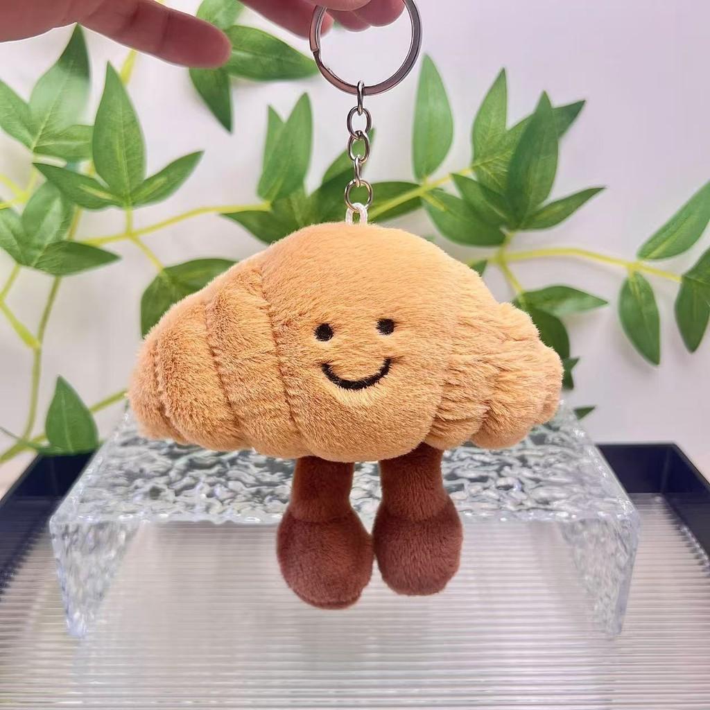 Delightful Croissant Shaped Plush Keychain Soft And Adorable Hanging Accessory