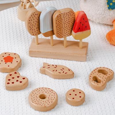 Role-playing Simulation of Popsicles Cookies Natural Beech Wood Children's Simulation Toys and Desserts Stores Holiday Gift