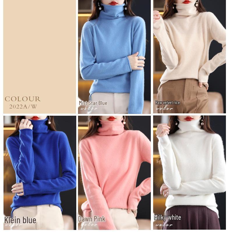 Autumn/Winter 100% Wool Slim-Fit High Neck Knit Sweater