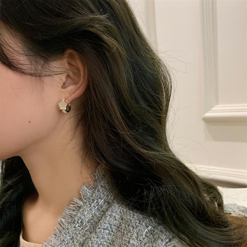 Resin star round ear buckle fashion design versatile temperament earrings personality trend earrings women's high sense