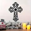 Wrought Iron Cross Wall Decor Vintage Metal Art Sculpture for Home Church Farmhouse Modern Decorative Craft