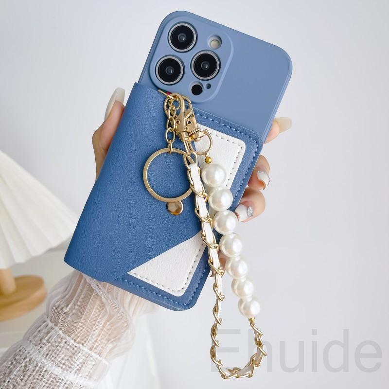Custodia Braccialetto Perla per Xiaomi Redmi Note 15 Pro Plus 14 15C 13C 14C Mi 15T 14T 13T Portafoglio in Pelle Slot Carte Cover Morbida in Silicone