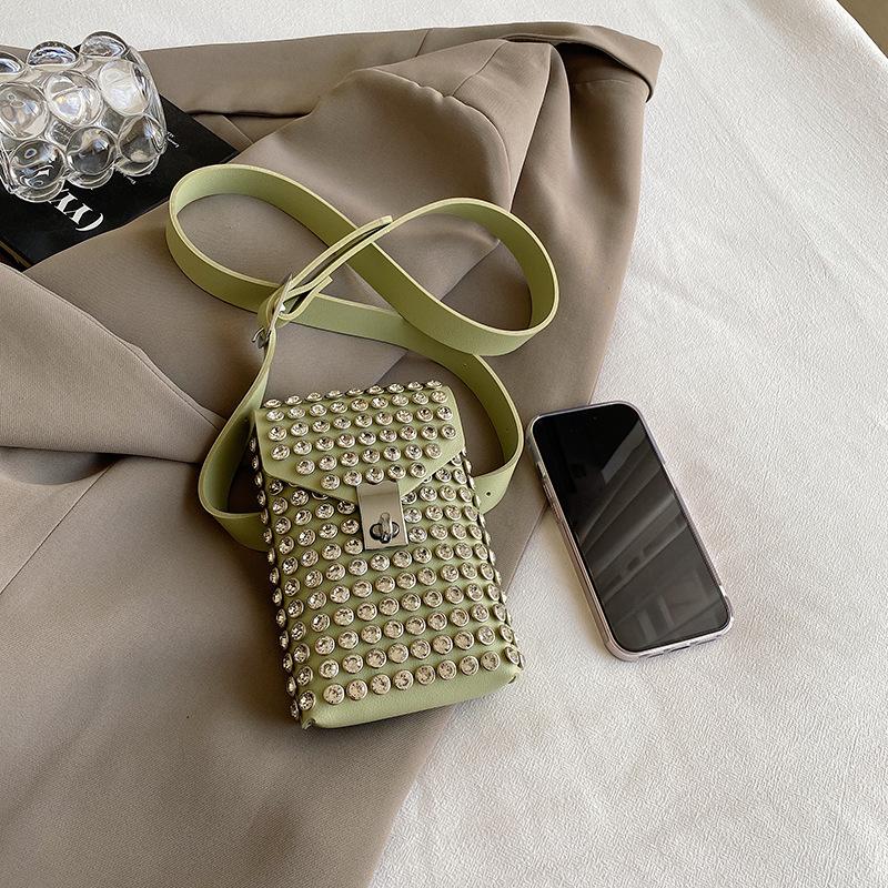 Borse a tracolla Retro con diamanti per donna Tendenza 2025 Mini borsa per telefono alla moda Marsupio Borsa a spalla di lusso di alta qualità per signore