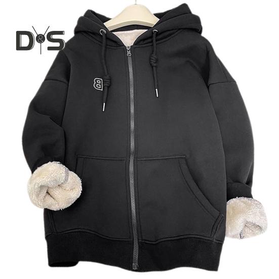 

Унисекс осенне-зимняя толстовка с капюшоном на шнурке сплошной цвет толстые плюшевые карманы с длинным рукавом эластичные манжеты мягкая теплая застежка-молния с капюшоном женская мужская куртка M чёрный