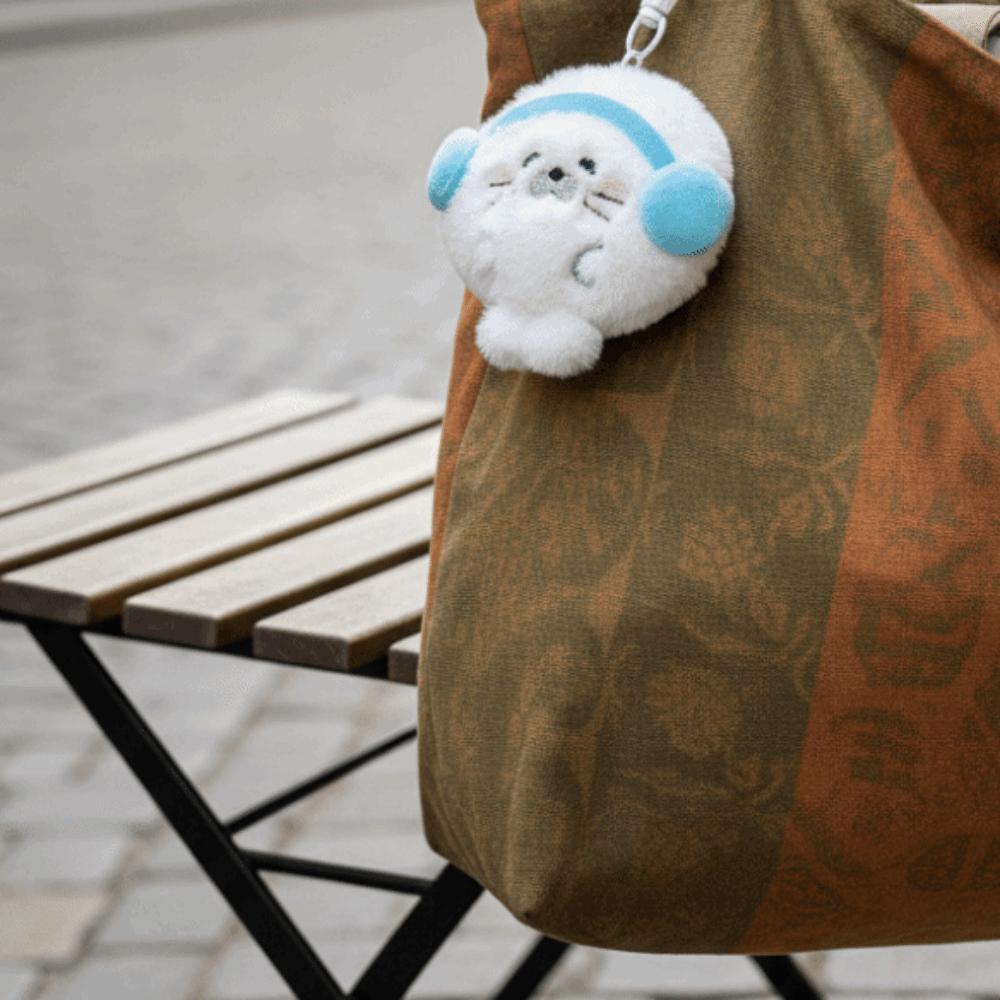 Pendentif phoque en peluche kawaii, porte-clés phoque doux et duveteux, cadeau de Noël