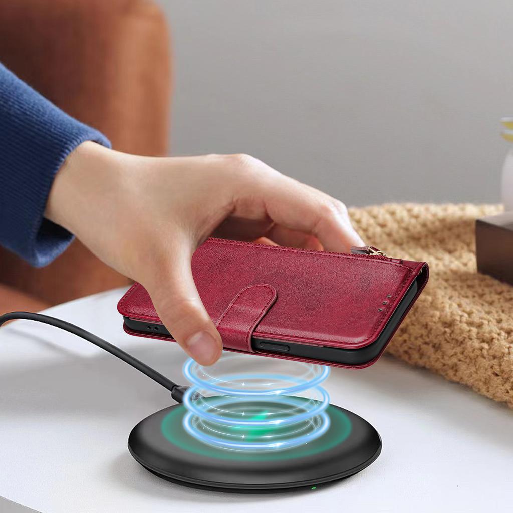 For iPhone 17 Pro Max Case Zipper Pocket Multiple Card Slots Leather Phone Cover