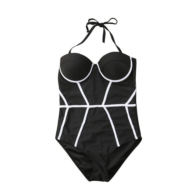 Costum de baie întreg push-up fără bretele pentru femei, negru peticit, costum de baie body, vară, doamnă, vacanță, îmbrăcăminte de plajă, costume de baie