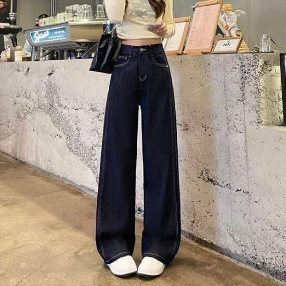 Navava Women Fleece Denim Pants Stitch Point Np289