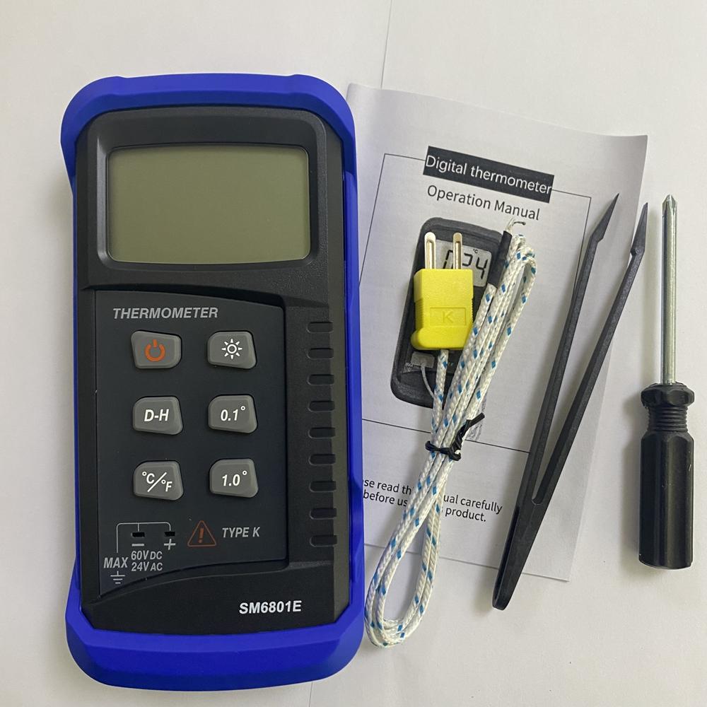 

0.1℃ Resolution LCD Digital Thermometer -50℃~1300℃ K-Type Thermocouple Temperature Tester Fast Contact High Temp Meter Backlight синій