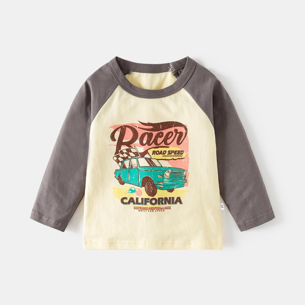 Boys Cartoon Long Sleeve T Shirt Crew Neck Casual Autumn Top for Kids