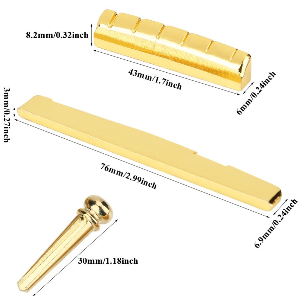 Metal Guitar Upper Nut Golden Guitar Bridge Pins Premium Guitar Bottom Saddle  Guitar