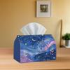 2D Flat, 1pc 2Dflat Starry Night Moonlit Wind Tissue Box, Suitable for Bedroom, Study, Living Room, Meditation Room, Polyester Material