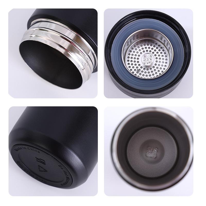 Insulated Cup with Filter Stainless Steel Tea Bottle Tea Infuser Vacuum Cup with Glass Infuser Separates Tea and Water 500ML