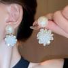 French Floral Pearl Earrings: Versatile, Exquisite, Retro Studs for Women