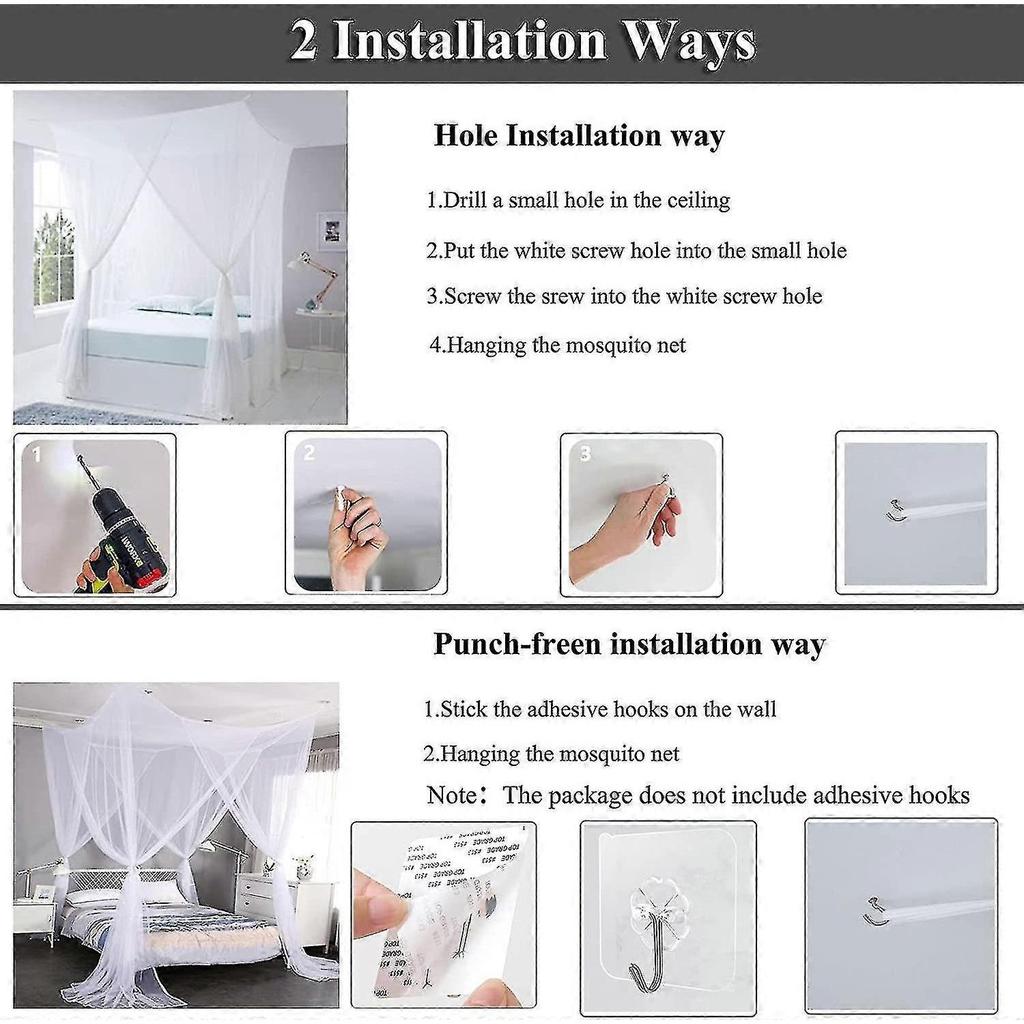 Mosquito Net Fine Mesh Large Square Mosquito Net For Double Bed And Single Bed 190x210x240cm