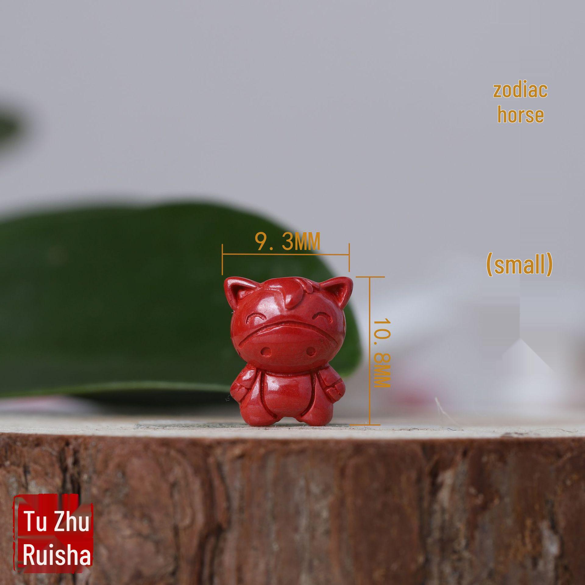 Cinnabar Zodiac Handmade Pendant - High-Polished Cartoon Design for Birth Year