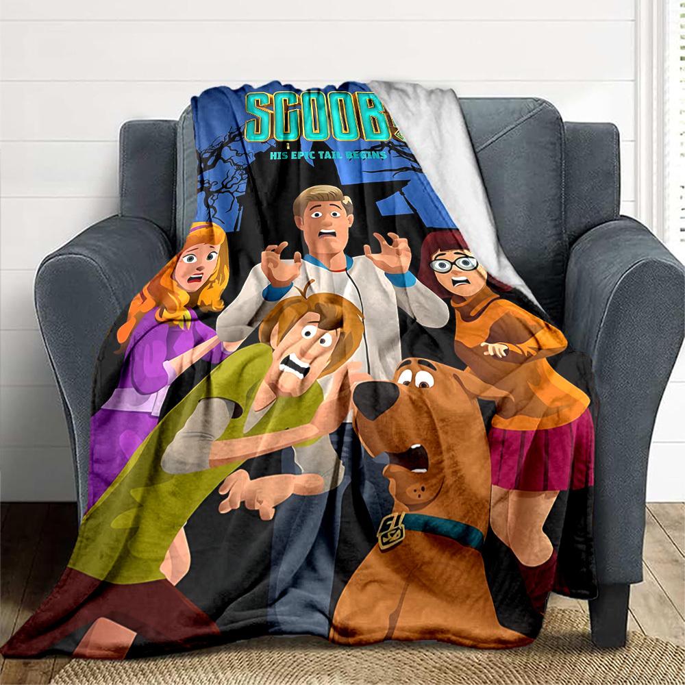 1pc Scooby-Doo Mystery Flannel Throw Blanket - Lightweight Soft Warm All-Season Blanket for Sofa, Bed, Travel, Camping  L1029147