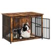 Feandrea Hundebox Nachttisch mit massiver Basis, Rustikales Braun