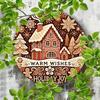 Christmas Gingerbread House Wreath Metal Tin Sign Wall Art 7.8 Inch Home Decor For Living Room Door Gift