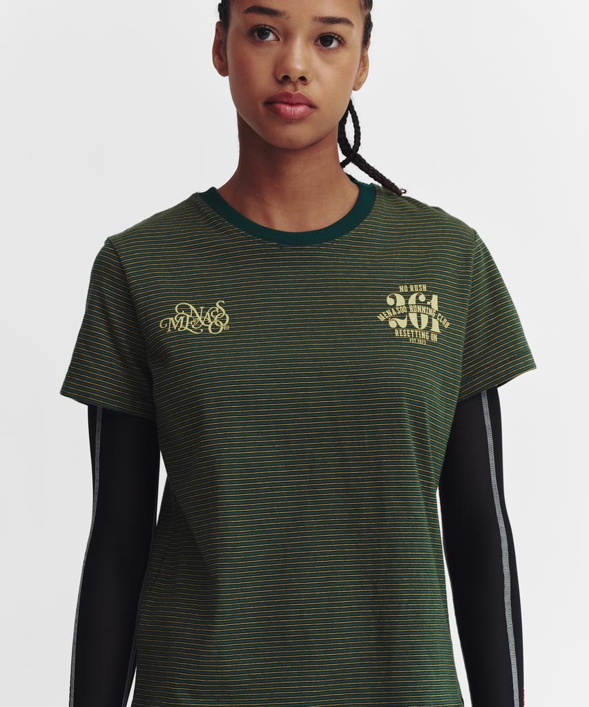 Minasu Vintage Stripe Short Sleeve T Shirt_Green