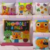 NNoodle PalsS Cartoon Kissenbezug Natürlicher Leinen Kissenbezug Doppelseitiger Druck Dekorative Sofakissenhülle Heimdeko Geschenk