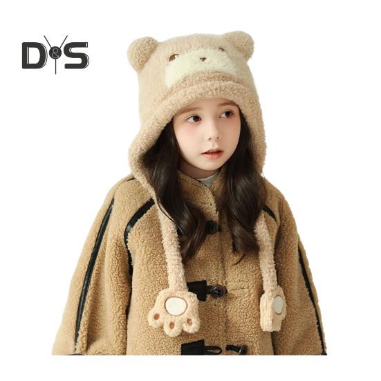 

Зимняя детская шапка в форме медведя и панды из плотного плюша, защита ушей от ветра, головной убор для фотосъемки, головной убор для активного отдыха хаки
