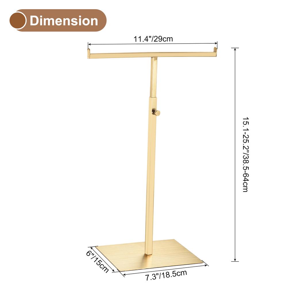 Purse Display Stand T Shaped Metal Adjustable Handbag Rack Double Hook Holder Necklace Organizer for Home Boutique Store