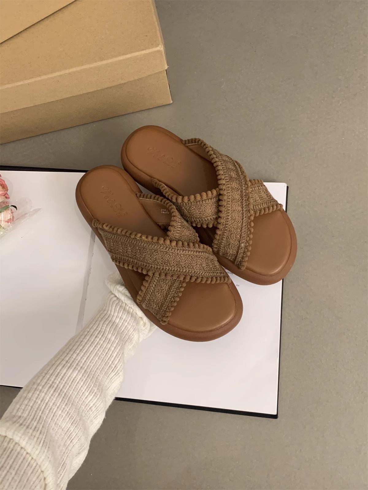 

Women s platform slippers women s summer wear new fairy fashion casual sandals vacation soft flat beach shoes 40