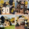 134pcs Black and Gold with Gold Confetti Balloon Garland Arch Set, Suitable for Birthday, Christmas, and New Year Decorations