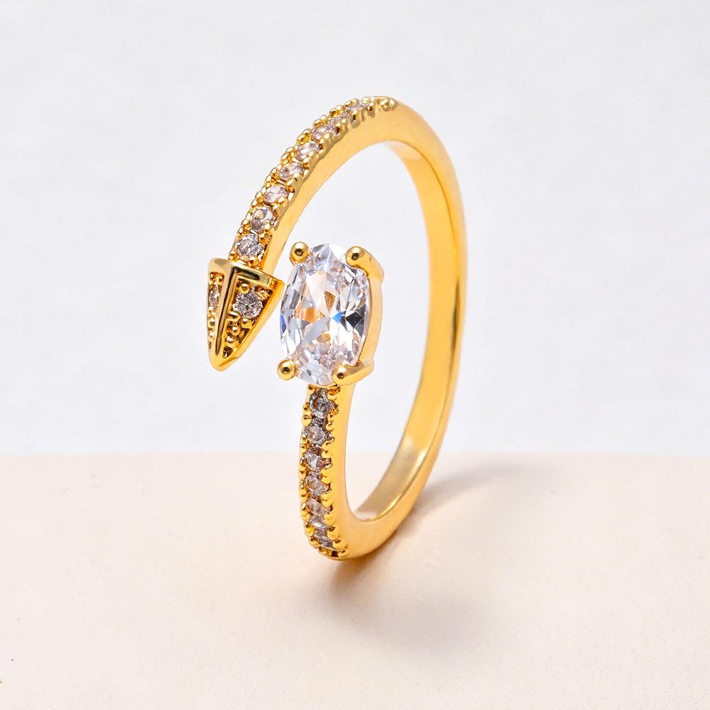 Exquisite Zircon Water Drop Open Ring: Women's High-End, Stylish, Versatile, Niche Design