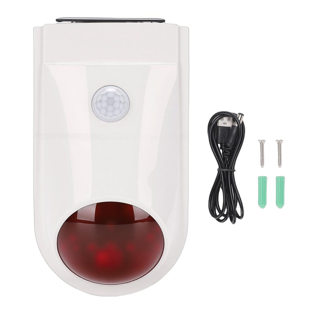 Solar Infrared Sound Light Alarm Custom Voice Input 110dB Waterproofing Wireless Motion Sensor Siren for Home Security