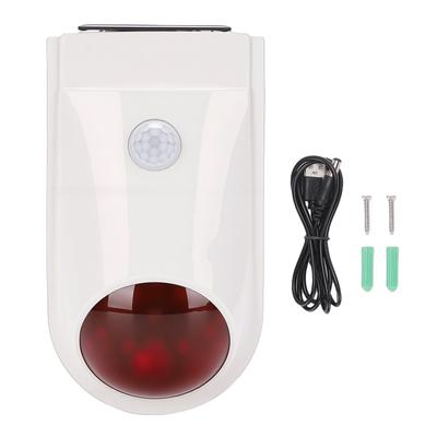 Solar Infrared Sound Light Alarm Custom Voice Input 110dB Waterproofing Wireless Motion Sensor Siren for Home Security