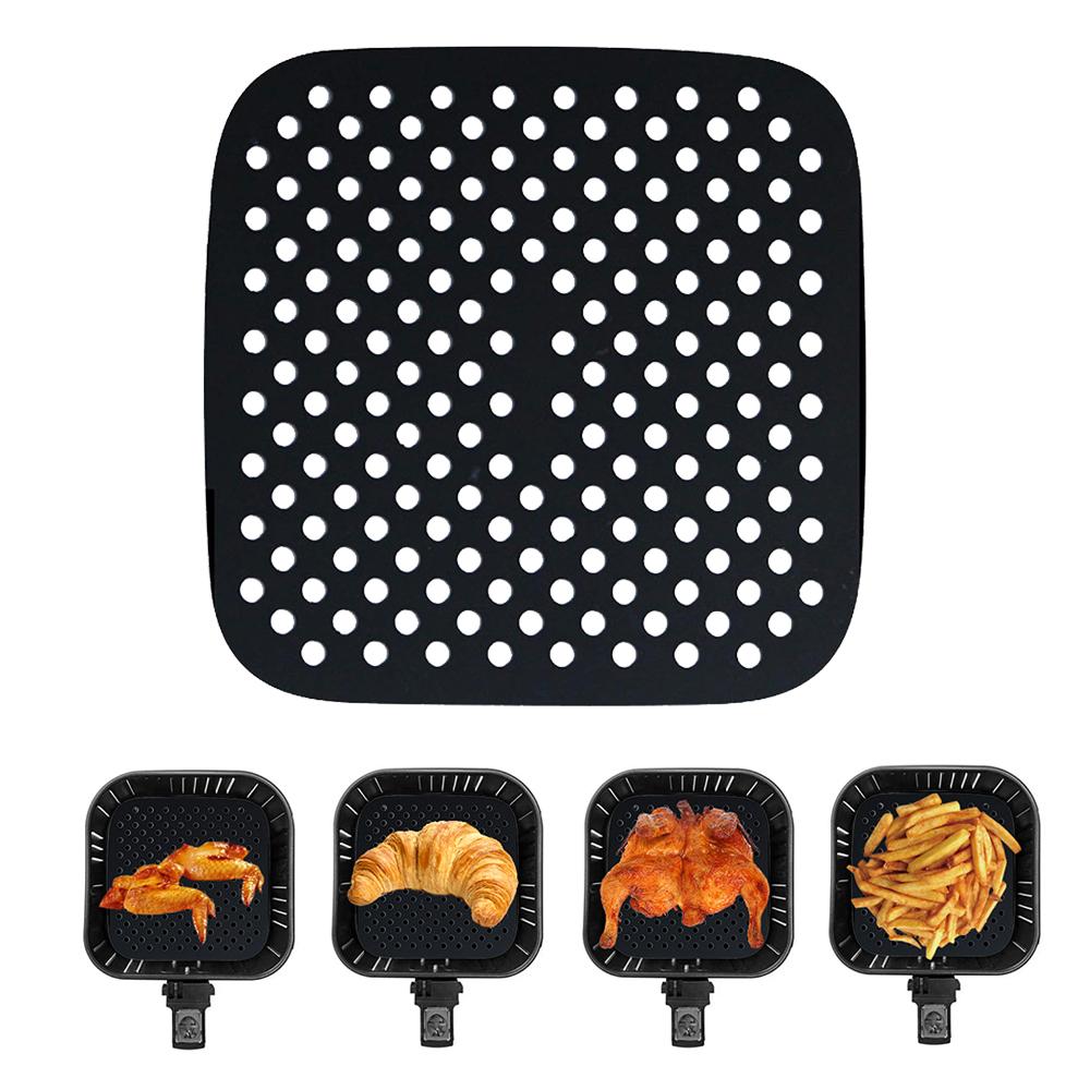 Reusable Silicone Airs Fryer Liners with Airs Fryer Magnetic Cheat Sheet, Easy Clean Airs Fryer Accessories, Non Stick (Square 8.5")