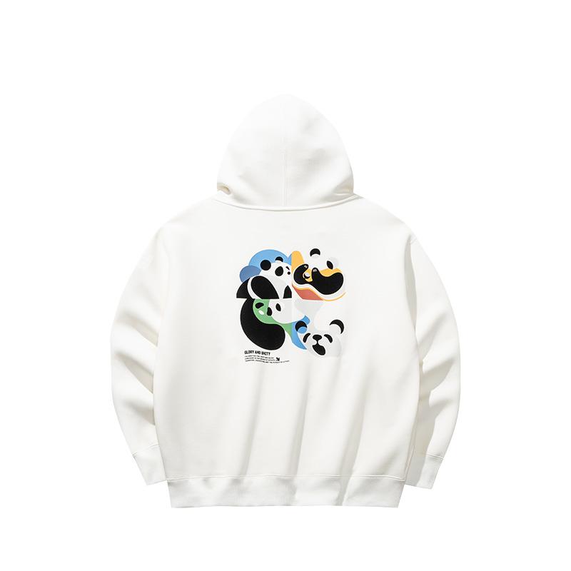 Anta Lifestyle Series Letter Print Hooded Loose Casual Long Sleeve Sweatshirt Unisex sweatshirt Ivory 172518712-1