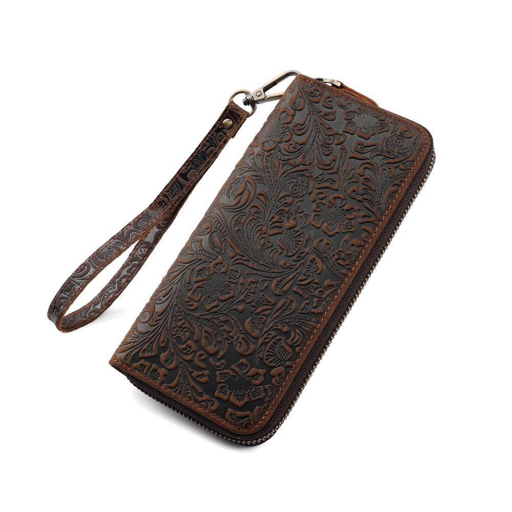 Мужской и женский длинный кошелек из кожи Crazy Horse Натуральная кожа Чистая коровья кожа верхнего слоя Ретро кошелек 3190₽