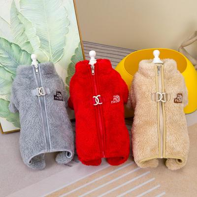 Abbigliamento per animali domestici: Trendy Outfit in Velluto a Doppia Faccia con Cerniera per Cani - Design a Quattro Zampe Autunno & Inverno