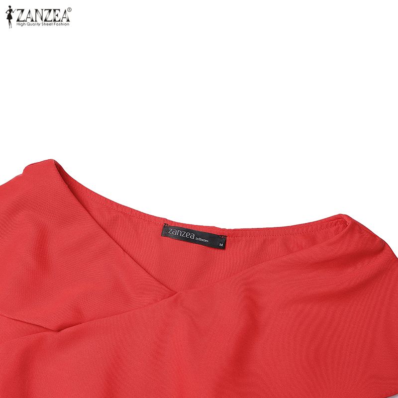 ZANZEA Women Elegant Off Shoulder Sleeveless Casual A-line Dress