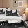 3Pcs Bedding Pillowcase Quilt Cover Set Black Cute Cartoon Pet Pattern 2D Digital Printing Suitable For Bedroom Dormitory Decor