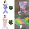 Glow In The Dark Modern Fleece Blanket For Kids With Cartoon Mermaid Stars And Sleepytime Warmth