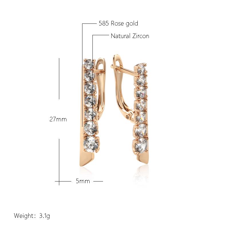 Luxury  Rose Gold Color Long Dangle Earrings For Women Fashion Natural Zircon Party Party Daily Fine Unique Jewelry