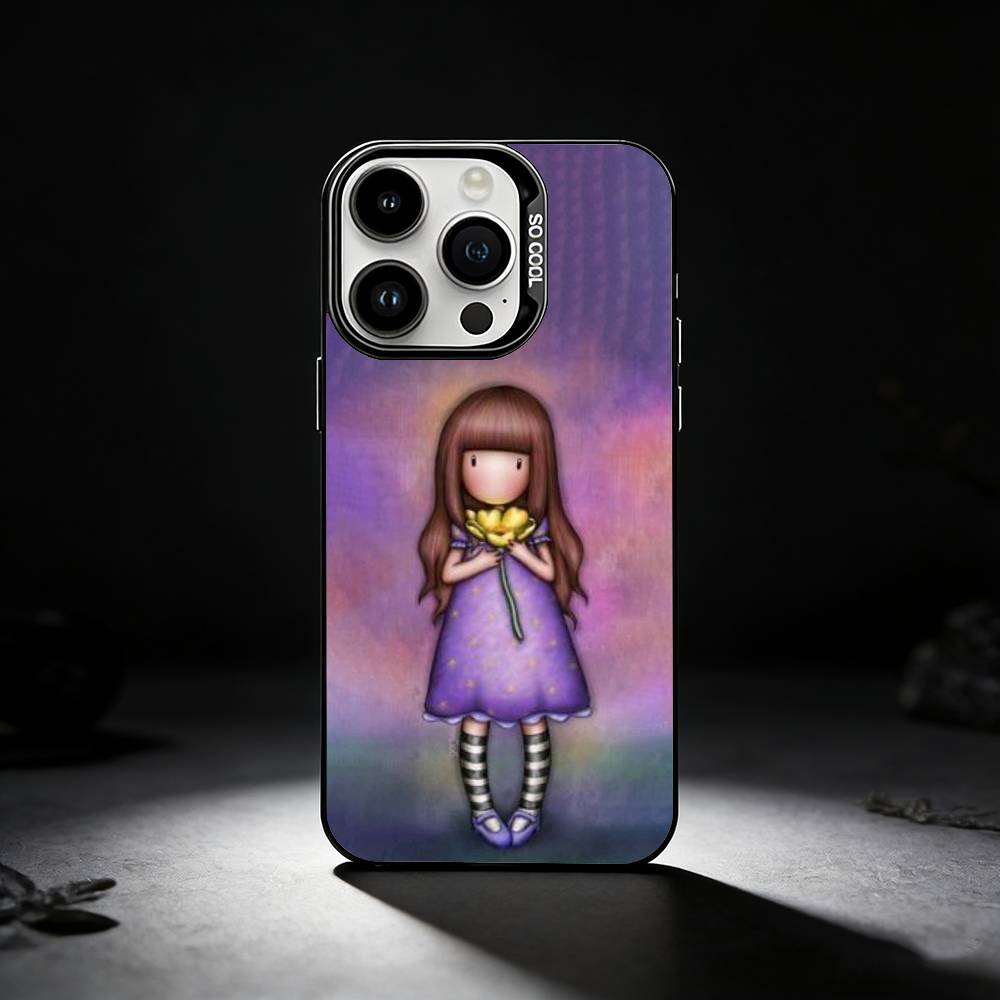 Lovely S-Santoro G-Gorjuss Series Phone Case For iPhone 17,16,15,14,13,12,11 Plus,Pro Max,XS,Colored silver phone case
