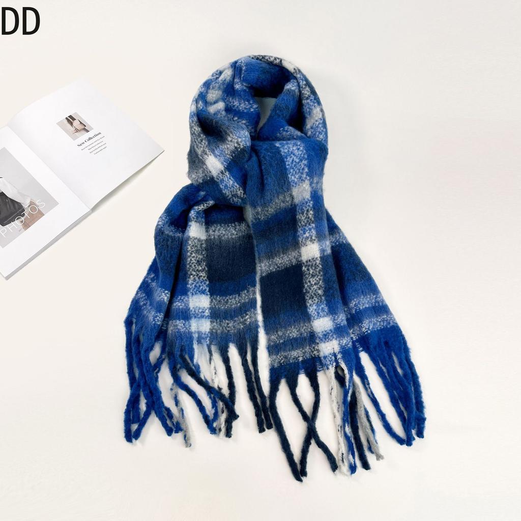Chic Women Scarf Autumn Winter Mohair Versatile Luxury Green European Shawl Female Soft Warm Thermal Muffler Ladies Y2K Style