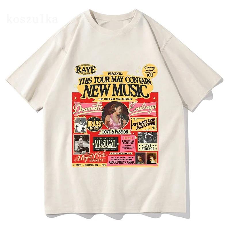 Raye 2026 Tour Globale Magliette Mercah Donna Uomo Moda Cotone Estiva Nuova Maglietta Morbida Streetwear Y2K Oversize Harajuku Top Casual