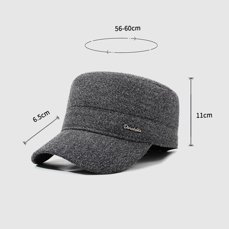 Middle-Aged and Elderly Cap Men's Winter Flat Cap Ear Protection Cap Autumn Winter Thick Warm Grandpa Cotton Cap