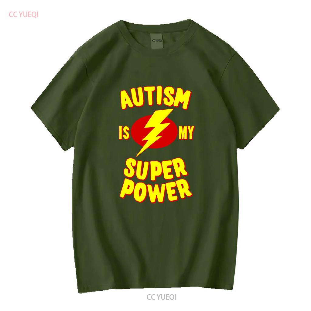 Autism Is My Super Power T Shirt Long or Short Sleeves Vintage Washed Designer Clothes Streetwear Stretched Graphic Homme
