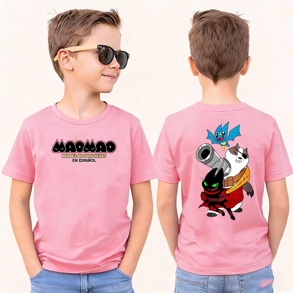 Mao Mao Heroes of PureHeart Kids Tshirt Retro Action Team Print Cotton Tee Boys Girls Top Nostalgic Animation Shirt for Children