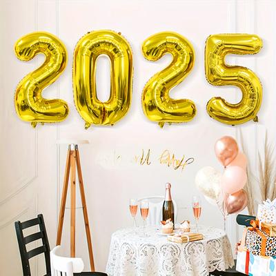 2025 Aluminum Foil Number Balloon Happy New Year 2025 Digital Balloon Banner Anniversary New Year Event Party Decoration