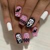 24Pcs Halloween Ballet False Nails with Jelly Blood Droplet Shading Design Coffin Press On Nails Mysterious Atmosphere Fake Nail