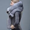 Whole Fox Fur Scarf Women's Winter Whole Fox Fur Collar Fur Scarf Men's Big Silver Blue Fox Shawl